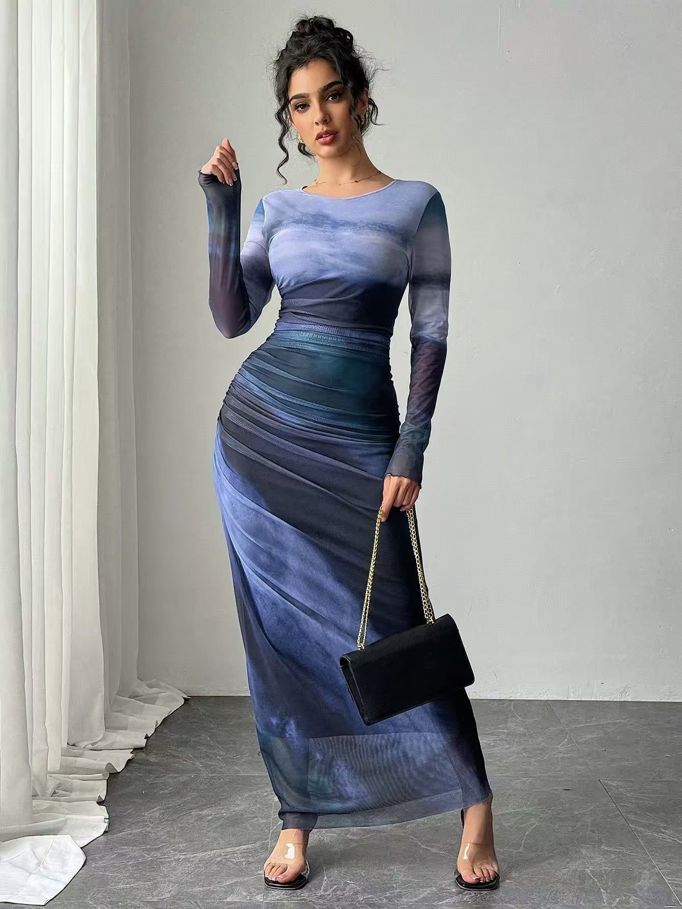 Amélie & Rose™ | The Elara Printed Bodycon Maxi Dress