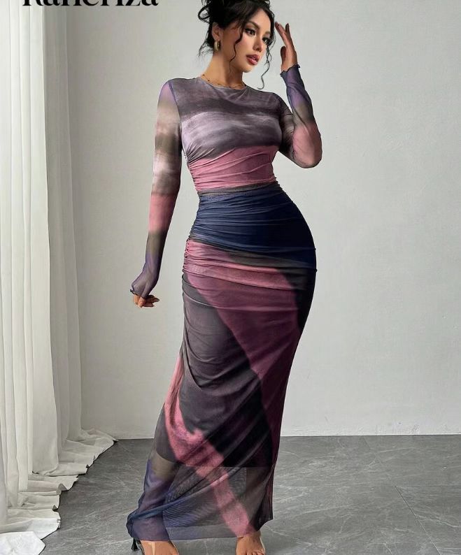 Amélie & Rose™ | The Elara Printed Bodycon Maxi Dress