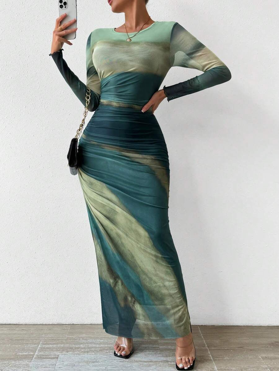 Amélie & Rose™ | The Elara Printed Bodycon Maxi Dress