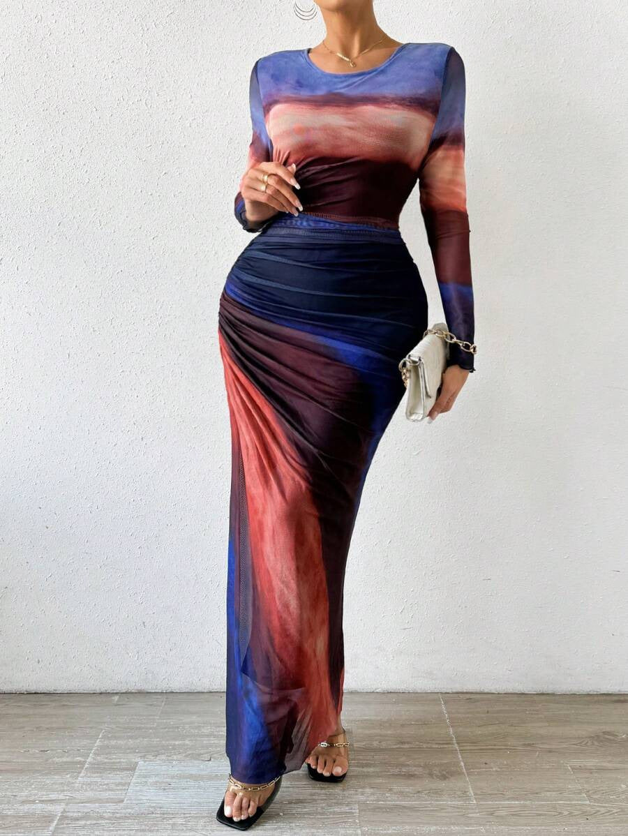 Amélie & Rose™ | The Elara Printed Bodycon Maxi Dress